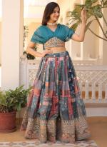 Silk Sky Blue Wedding Wear Embroidery Work Readymade Lehenga Choli